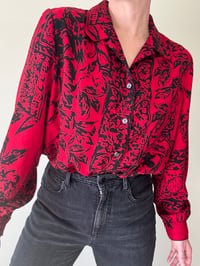 Image 2 of Vintage Alia Red And Black Floral Shirt 