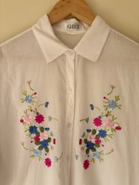 Image 2 of Vintage Agradecer White Cotton Floral Embroidered Shirt 