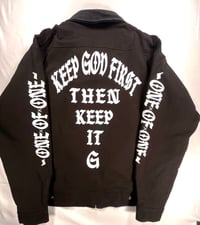 Image 2 of  KEEP GOD FIRST- BLACK CORDUROY COLLAR JACKET
