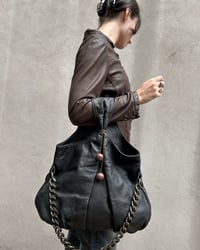 Image 2 of LEATHER BEAD AND CHAIN BAG