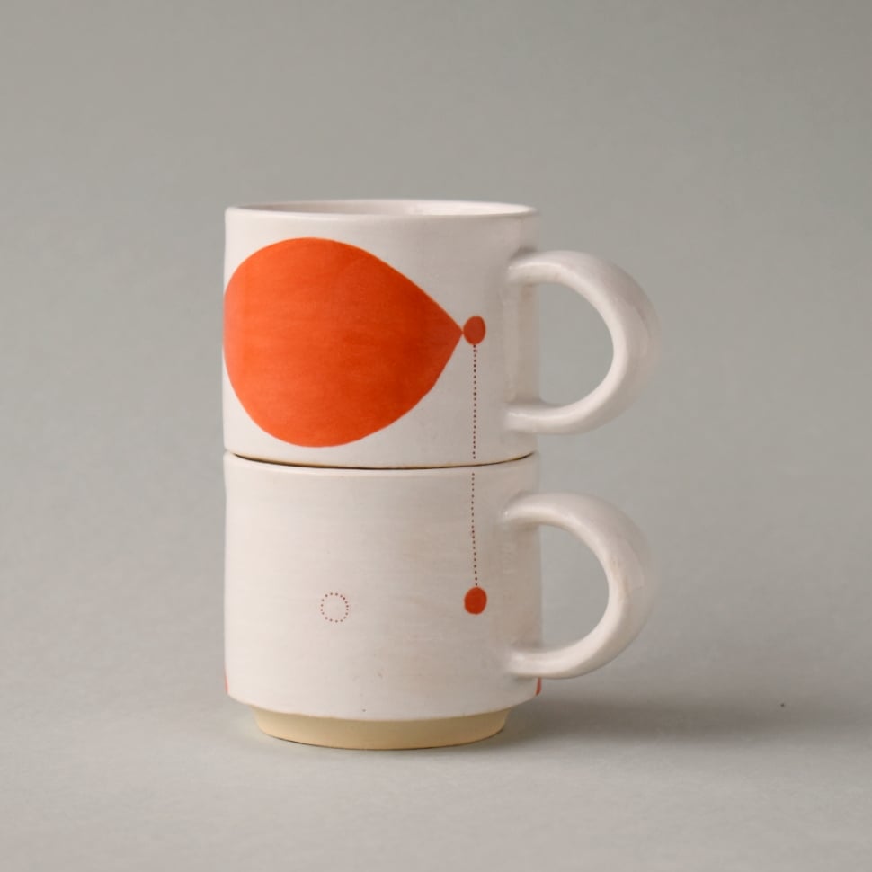 Image of Orange Stacking Double Espresso Cups