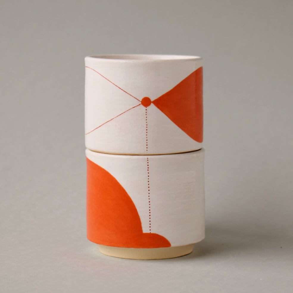 Image of Orange Stacking Double Espresso Cups