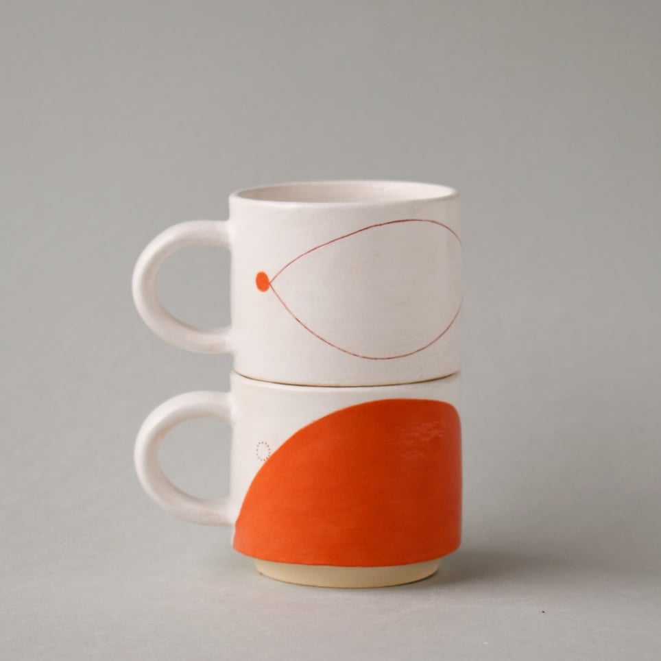 Image of Orange Stacking Double Espresso Cups