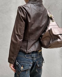 Image 3 of BROWN BUTTON-UP LEATHER JACKET