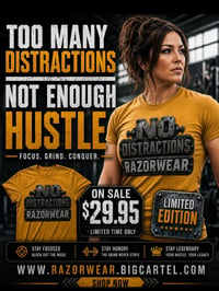 Image 2 of NO DISTRACTIONS TEE by Razorwear 