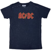 AC/DC Unisex T-Shirt: Logo (Navy Blue) (Wash Collection) / Officially Licenced Shirt