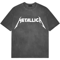Metallica Unisex Stone Wash T-Shirt: Logo (Charcoal Grey) I Official Licenced