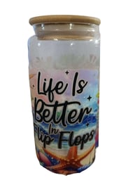 Image 2 of Life's Better in Flip Flops Glass Tumbler