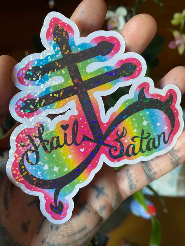 Image of Hail Satan Glitter Stickers