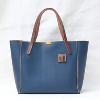 Image 1 of One-off Small Tote in blue+yellow 