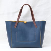Image 3 of One-off Small Tote in blue+yellow 