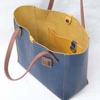 Image 6 of One-off Small Tote in blue+yellow 