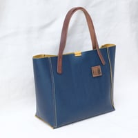 Image 2 of One-off Small Tote in blue+yellow 