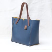 Image 4 of One-off Small Tote in blue+yellow 