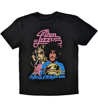 Image 1 of Thin Lizzy Unisex T-Shirt: Vagabonds of the Western World + Tracklist (Black) (Back Print) 