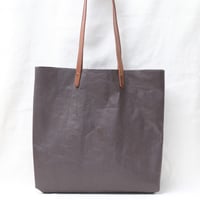 Image 3 of Crumpled Soft Shopping Tote in chocolate