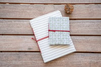 Image 1 of Notebook in Dove Stripe + Olive Star