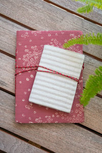 Image 1 of Notebook Cranberry Star + Dove Stripe