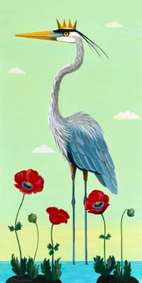 Great Blue Heron Poppies