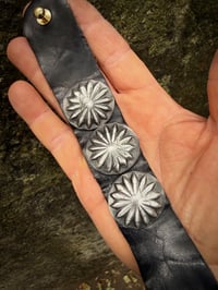 Image 2 of WL&A Handmade Tres Repousse Medicine Leather Bracelet - Wrist Size 6" to 7.75"