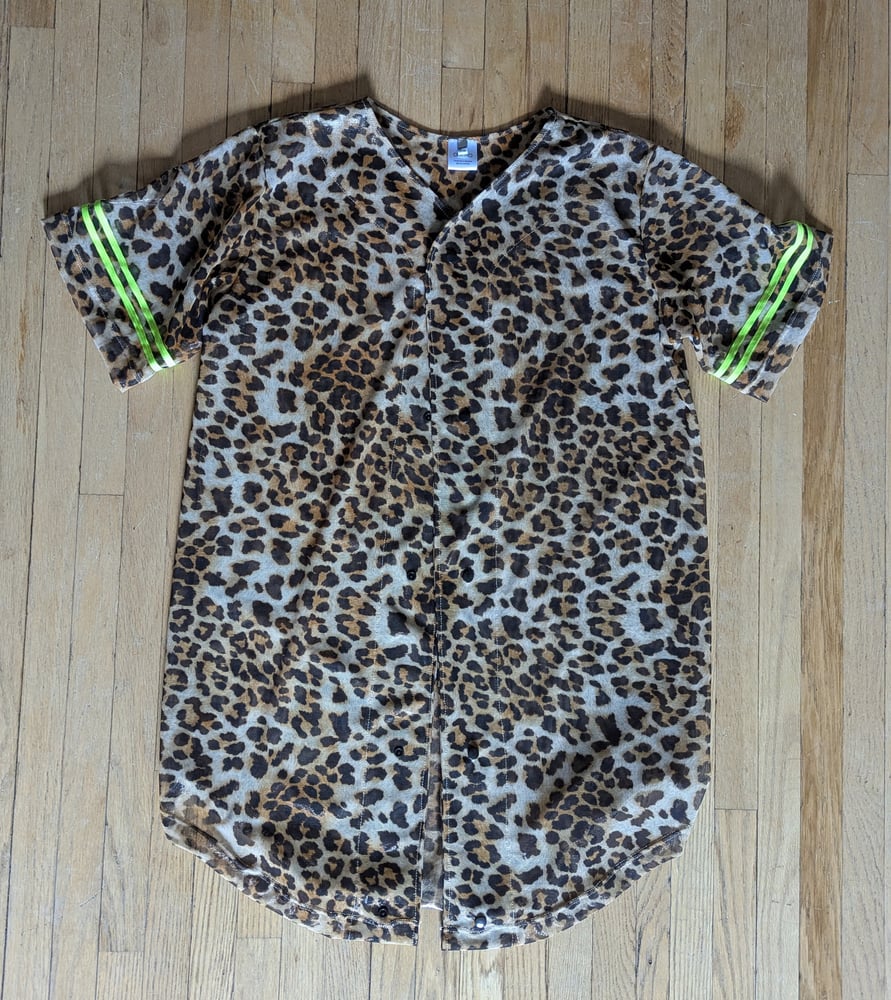 Image of Cheetah Print Oversized Mesh Baseball Jersey 