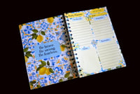 Image 2 of Handmade Blue and Yellow Tile Daily Planner Bound Notebook, book, notes, gift, journal, affirmation