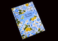 Image 1 of Handmade Blue and Yellow Tile Daily Planner Bound Notebook, book, notes, gift, journal, affirmation