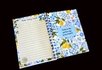 Image 4 of Handmade Blue and Yellow Tile Daily Planner Bound Notebook, book, notes, gift, journal, affirmation