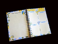 Image 3 of Handmade Blue and Yellow Tile Daily Planner Bound Notebook, book, notes, gift, journal, affirmation