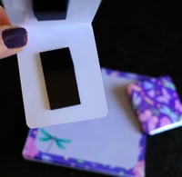 Image 2 of Handmade Purple Mini Notepad Set, writing, gift, note, pad, bookmark, magnet, butterfly, dragonfly