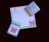 Image 1 of Handmade Rainbow Mini Notepad Set, writing, gift, note, pad, bookmark, magnet