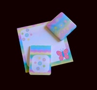 Image 2 of Handmade Rainbow Mini Notepad Set, writing, gift, note, pad, bookmark, magnet