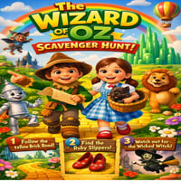 Image 1 of Whimsical Wizard of Oz Scavenger Hunt Poster for Kids | Colorful Printable Adventure Wall Art