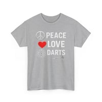 Image 2 of Peace Love Darts T‑Shirt, Funny Dart Player Tee, Unisex Dartboard Graphic Shirt