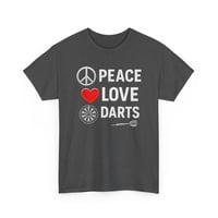 Image 4 of Peace Love Darts T‑Shirt, Funny Dart Player Tee, Unisex Dartboard Graphic Shirt