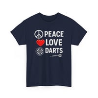 Image 5 of Peace Love Darts T‑Shirt, Funny Dart Player Tee, Unisex Dartboard Graphic Shirt