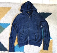 Image 1 of Stevenson Overall jeans HW1-IN indigo dyed fisherman sweater, size M