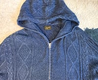 Image 2 of Stevenson Overall jeans HW1-IN indigo dyed fisherman sweater, size M