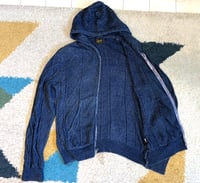 Image 4 of Stevenson Overall jeans HW1-IN indigo dyed fisherman sweater, size M