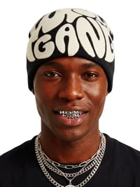 Image 2 of The "Midnight" Jacquard Beanie | Black & Cream