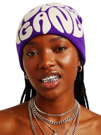 Image 2 of The "Royal" Jacquard Beanie | Electric Purple & Cream