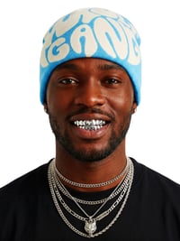 Image 3 of The "Alpha" Knit Beanie | Sky Blue & Cream