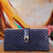 Image of Vtg. Gucci Blue Suede Mini Monogram Clutch/Evening Bag