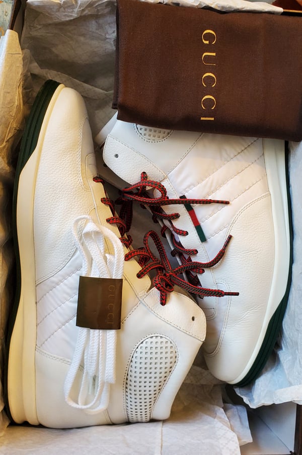 Image of High Top White Gucci Sneakers Circa 2012
