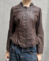 Image 2 of BROWN BUTTON-UP LEATHER JACKET