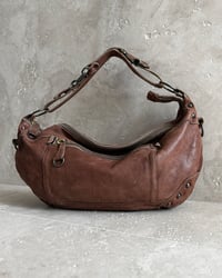 Image 4 of AGED BROWN LEATHER CRESCENT BAG