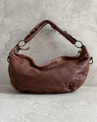 Image 3 of AGED BROWN LEATHER CRESCENT BAG