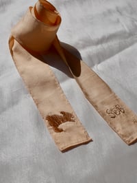 Image 3 of Raffia embroidered light silk dupion hair ribbon