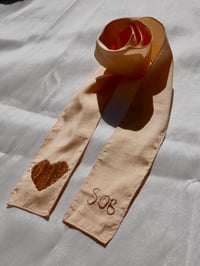 Image 2 of Raffia embroidered light silk dupion hair ribbon