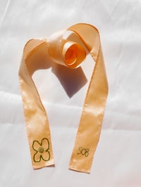 Image 2 of Soft Apricot Silk Dupion Taffeta hair ribbon